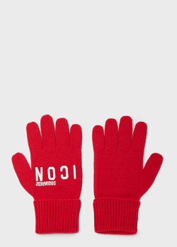 Червоні рукавички Dsquared2 Icon із вовни, фото